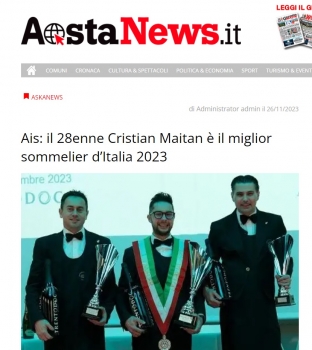 Ais: il 28enne Cristian Maitan è il miglior sommelier d'Italia 2023