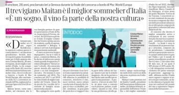 Il trevigiano Maitan è il miglior sommelier d'Italia "È un sogno, il vino fa parte della nostra cultura"