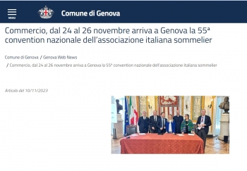Commercio, dal 24 al 26 novembre arriva a Genova la 55ª convention nazionale dell’associazione italiana sommelier