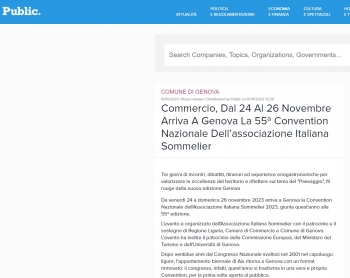 Commercio, Dal 24 Al 26 Novembre Arriva A Genova La 55ª Convention Nazionale Dell’associazione Italiana Sommelier